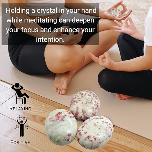 Image of Crystal Heaven Cinnabarite Palm Pebbles Stones For Anxiety Stress Relief Massage-Aaa Grade Original Healing Gemstone Agate Palm Stone For Yoga Meditation Spiritual Reiki Feng Shui