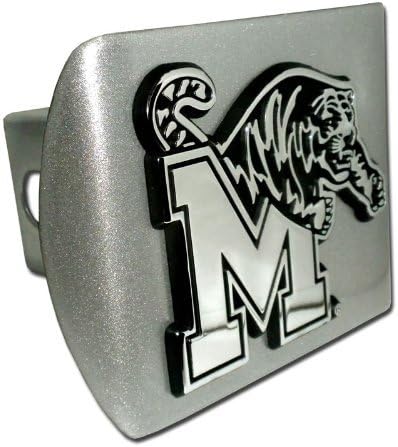 Elektroplate Memphis Tigers Brushed Silver with M Tiger NCAA Emblem Metal Trailer Hitch Cover Fits 2 Inch Auto Car Truck Receiver