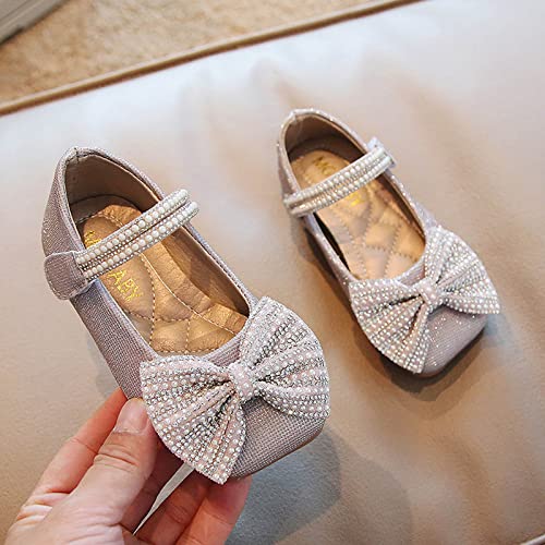 sfdgfhyf Little Girls Cute Shoes Fashion Autumn Girls Casual Shoes Pearl Rhinestone Bow Sequins (Pink, 7-8 Years Little Child)3