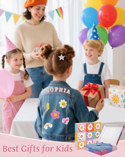 Personalized Kids Denim Jacket with Names, Custom Name Long Sleeve Toddler Jean Jacket, Kids Back to School Clothes, 1-8 Years Old Girl Boy Customized Birthday Christmas Gifts4