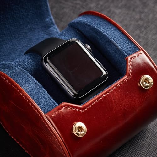 Image of Genuine Napa Leather Watch Roll Travel Case - Travel Watch Rolls and Leather Watch Display Cases with Velvet Interior - Watch Storage Organizer Men's By CALIBERWATCH (Brown - Single)