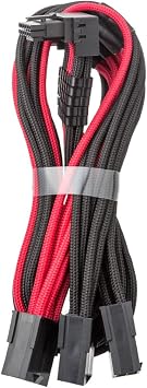 CableMod Pro ModFlex Sleeved 12V-2x6 12VHPWR 90 StealthSense PCIe Extension Variant A, Black + Red