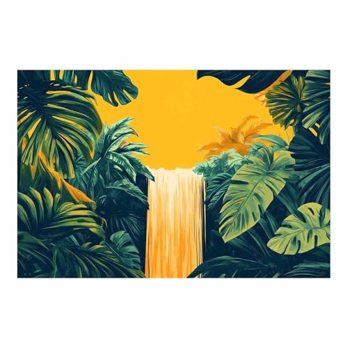 Impression sur toile fleurs jaune 70x100cm tableau cascade tropicale
