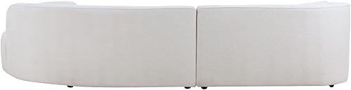 Miniatura 4 de Juego de 2 piezas moderno sofá curvado de tela Boucle con marco de madera maciza, acolchado de alta resistencia y cuatro cojines, perfecto para sala