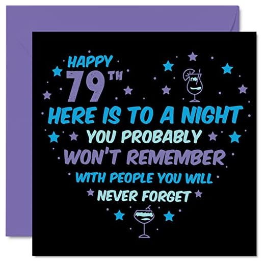 Divertida tarjeta de 79 cumpleaños para hombres y mujeres, no recordarán, 145 mmx145 mm, setenta y nueve setenta y noveno cumpleaños tarjetas de felicitación regalo