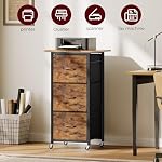 MAHANCRIS 3 Drawer File Cabinet, Vertical Filing Cabinet with Wheels, Printer Stand with Non-Woven Fabric Drawer, Adjustable Hanging Rods, fits A4/Letter Size, for Home Office, Rustic Brown FCHR5901 - Image 4