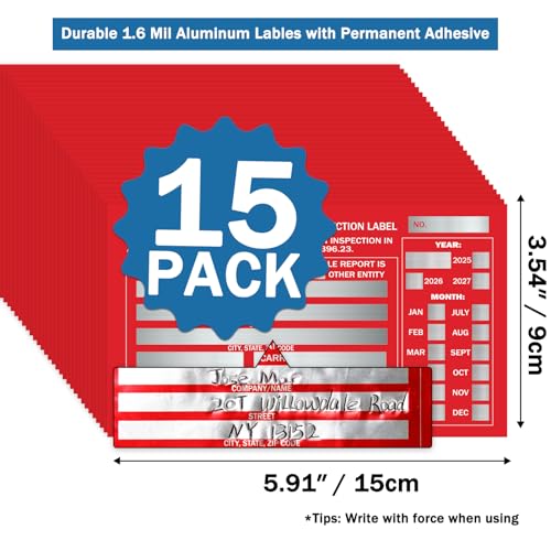 Image of PUNCHMAN 15 Pack Red Aluminum Self-Adhesive Labels - Permanent Organizational Tags for Office, Inventory, Asset Management | 6 inch X 3.5 inch Durable Adhesive Labels