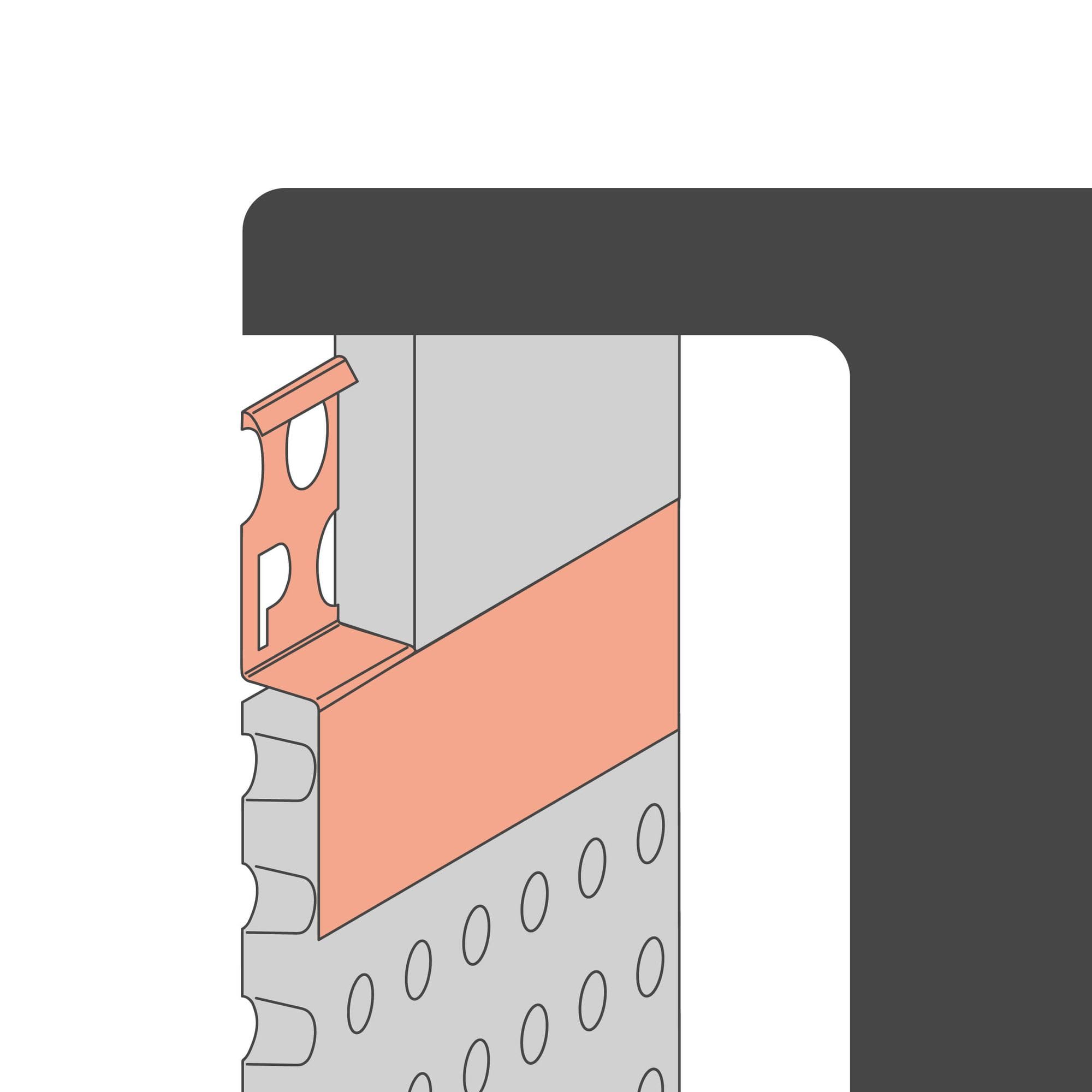 PROTEKTOR Noppenbahn Abschlussprofil Außenputz 250cm Silber Sockelprofil, Abdeckprofil für Noppenfolie, Grundmauerschutz