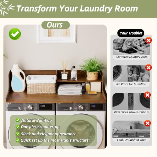 ClimbHope Washer Dryer Countertop with Shelf,2 Tier,Walnut by ClimbHope - Used condition - Image 2