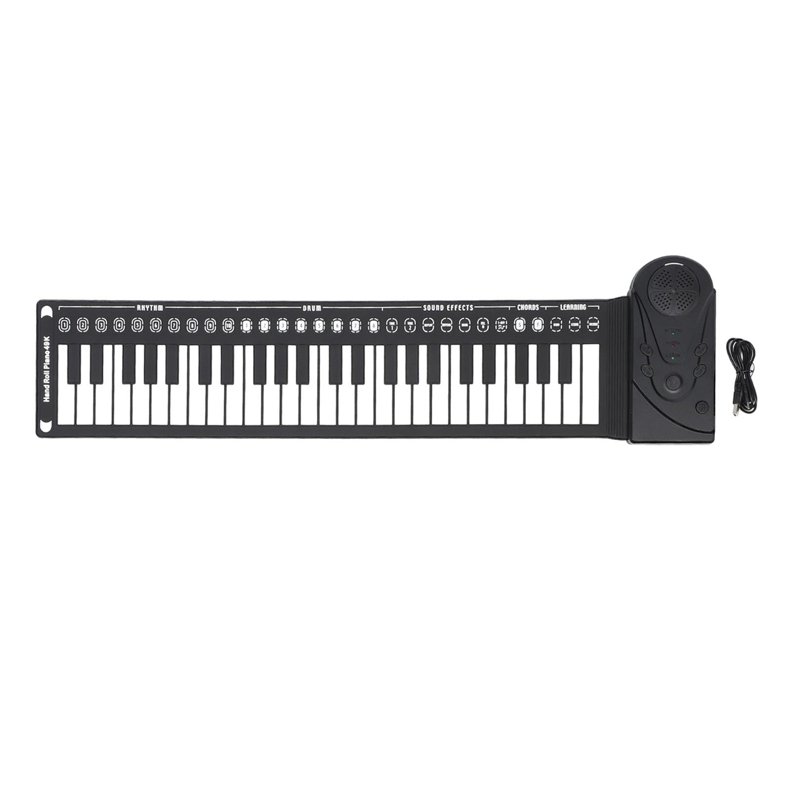 Tastiera Elettronica Pieghevole Multifunzionale Portatile a 49 Tasti per Esercitarsi, Struttura del Suono Chiara, Adatta Ai Principianti, Materiale ABS (BLACK)