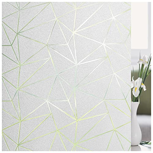 Window Privacy Film Frosted Glass Window Cling Non Adhesive Sun UV Blocking Decorative Vinyl Self Static Cling Heat Control Opaque Door Coverings Anti Glare for Home Office (17.5 x 78.7 in, Pure)