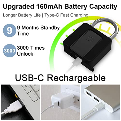 Anweller Large Fingerprint Padlock, Weatherproof Biometric Smart Lock With Key For Outdoor Fence Gate Pool Shed Gym Locker Truck, With Removable Case #TOP3