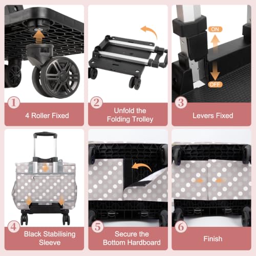 Image of Anitor Rolling Sewing Machine Case with Wheels and Removable Bottom Padding | Sewing Machine Bag with Wheels, Fits for Singer, Brother, Janome, Most Sewing Machines, Accessories, Round Dot,(Bag Only)