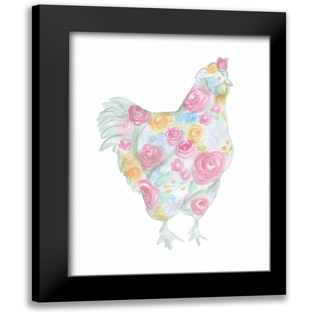 ArtDirect - Varacek, Pam 15x18 Black Modern Framed Art Print Titled: Floral Hen