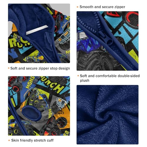 Boys' Fleece Hoody Jacket Zip Up Coat Warm Fall Winter Plush Jacket Monster Truck Long Sleeve Outerwear3