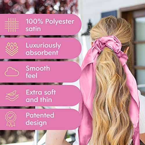 Morning Glamour -Satin Multi-Use Scarf, Bright Pink Solid, 30 x 30 Inches3