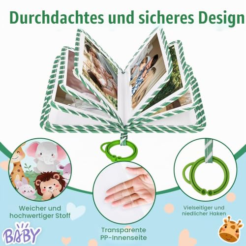 Lanpn Mein erstes Buch Baby Fotoalbum 17 10x15 Fotos, Babyalbum mit Beißring und Anhänger Fotobuch zum Stoff… – Ansicht 3