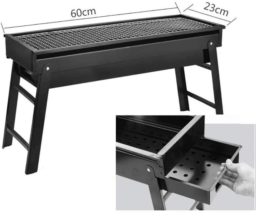 Portable Folding Charcoal Grill - 39" Stainless Steel Hibachi For Camping, Picnics, & Outdoor Cooking