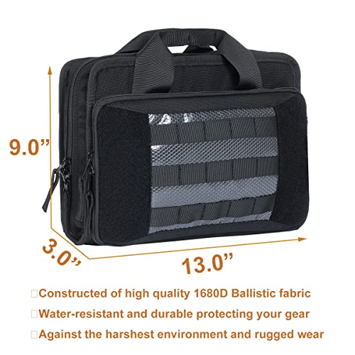 Taftacfr Specialist Series Pistol Range Bag, Tactical Double Handgun Bag For Storage Pistol,Ammo Firearm Accessories Gun Carrying Case Shooting Range Outdoor Hunting Us Flag Patch #TOP2