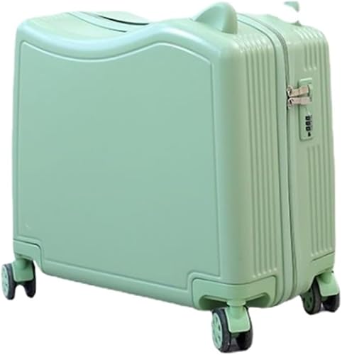 Travel Suitcase Cute Luggage Large-Capacity Boarding Luggage Wear-Resistant Combination Lock Suitcase Carry-on Luggage (Color : Green, Size : 20 in)