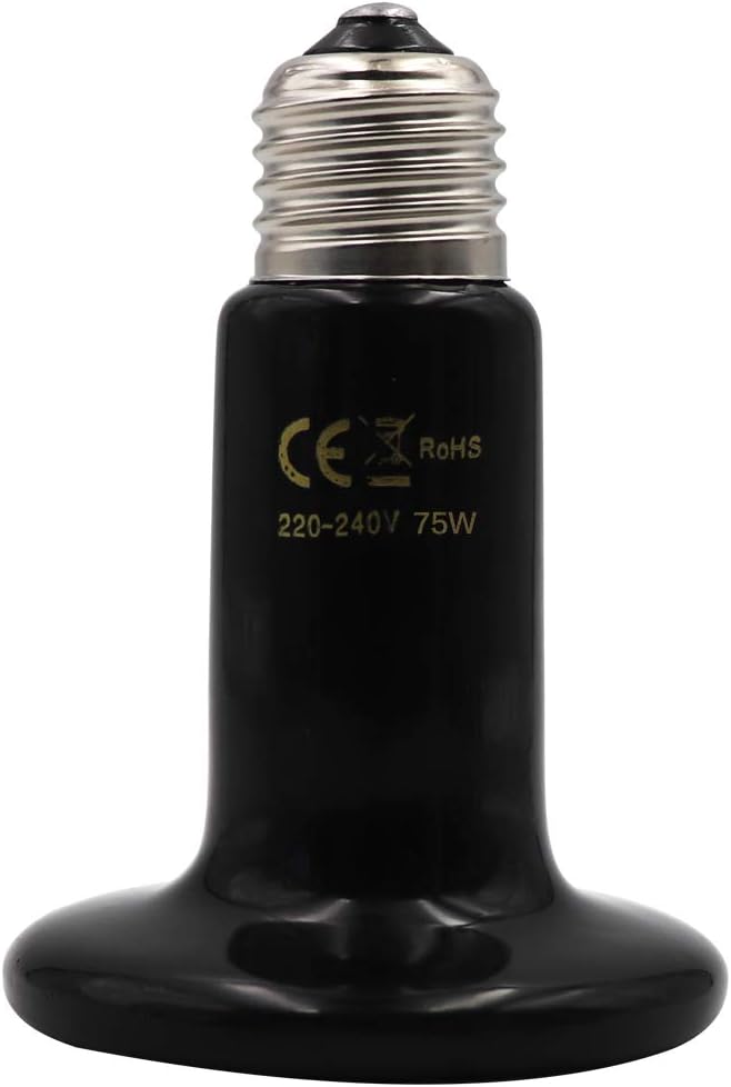 M.Z.A 75W Ceramic Heat Emitter Lamp Terrarium Reptile Heat Bulb Infrared Basking Heating Light Bulb for chicks tortoise Lizards Chicken Amphibian Poultry (75W)