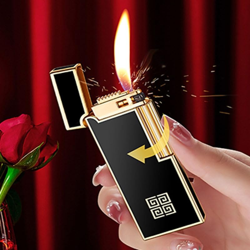Encendedor metálico ultradelgado de butano negro miniatura 3