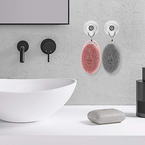 Silicone Body Scrubber, Exfoliating Silicone Loofah, Soft Silicone Body Shower, 2 in 1 Bath and Shampoo Brush, Body Scrubber Shower Cleaning for Sensitive Skin, Lather Well 2 PCS Grey and Pink - Thumbnail 7
