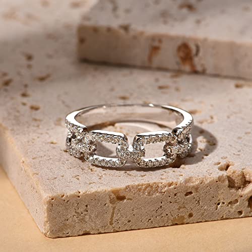 LAVALE Moissanite Wedding Band for Women,Twist Link D Color VVS1 Lab Created Diamond Rings,Half Eternity Stackable Band Ring,S925 Sterling Silver Chain Link Ring3