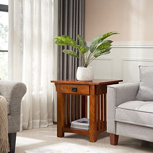 Leick Furniture Mission Drawer End Table, Solid Ash And Oak Veneers #TOP1