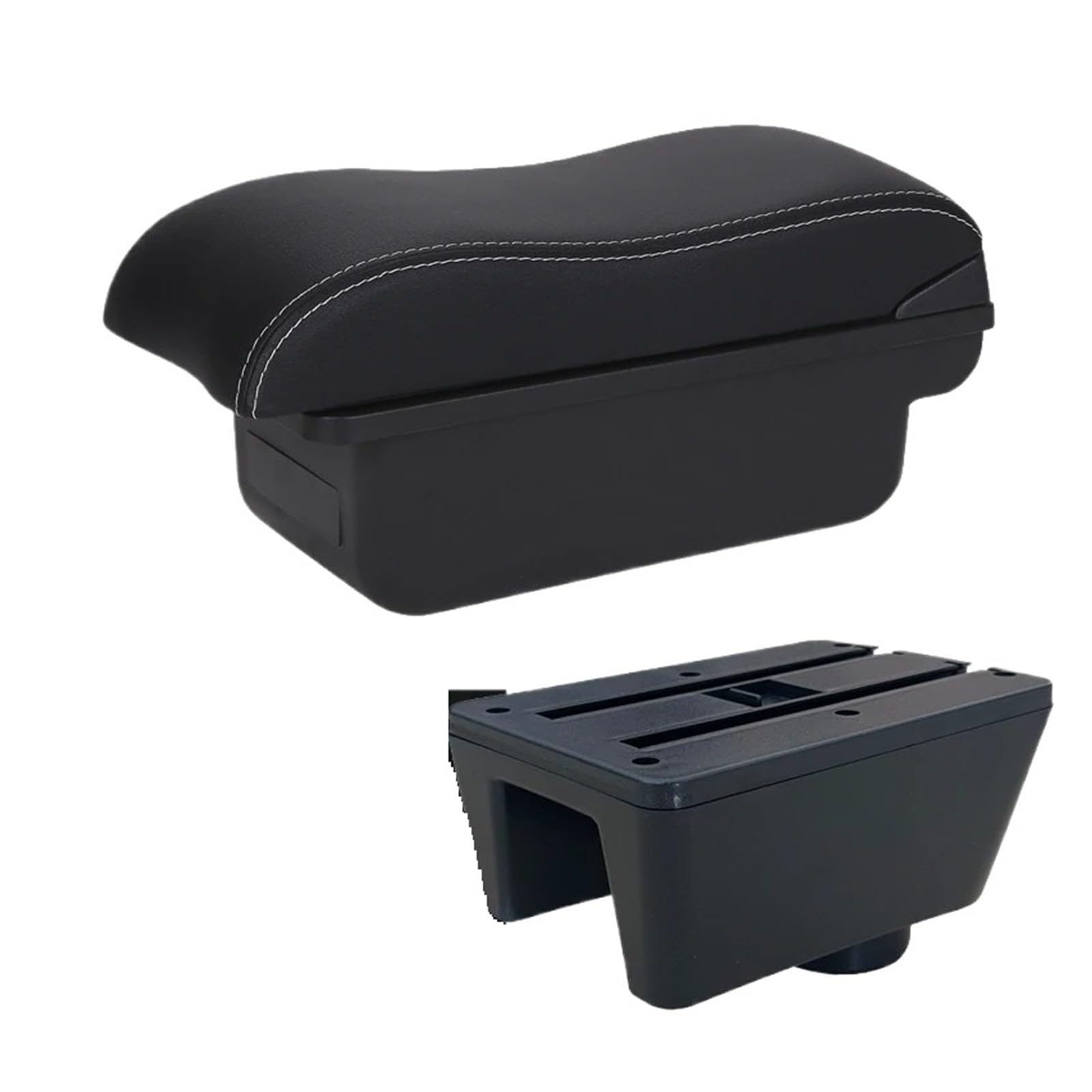 UMDJJU For Seat For Ibiza 2010-2019 Armrest Box Car Auto Storage Retrofit Parts Interior Accessories Arm Car Centre Console Armrest Box(C3 Black white NOUSB)