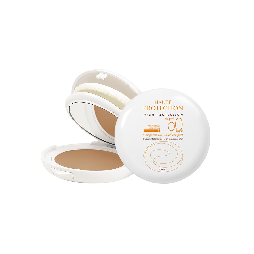 Avène Protetor Solar Facial Compacto Cor Sable 100% Mineral com FPS 50 que Protege Peles Sensíveis, Tom Claro, Uniformiza Tom, Disfarça Imperfeições e Resistente à Água, 10g