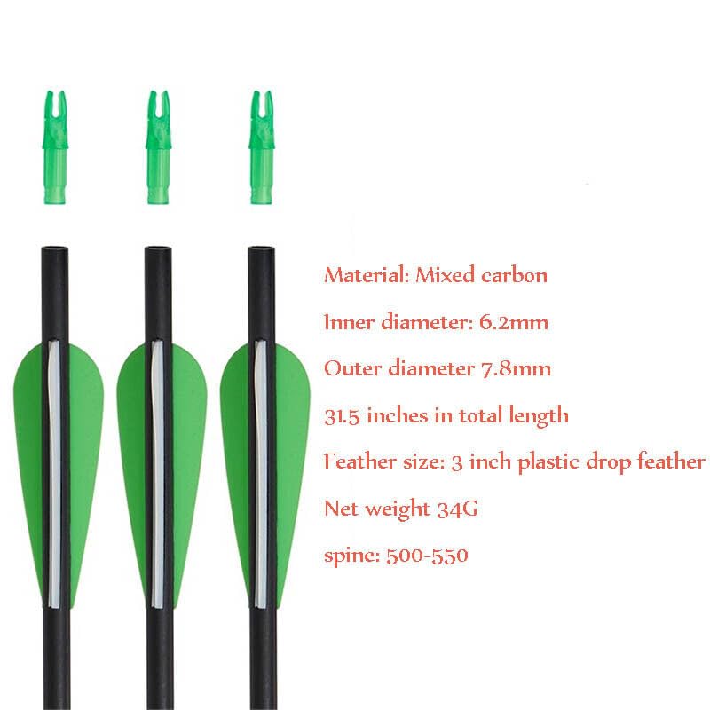 Futaba 30 inch Archery Arrows for Recurve Bow Fiberglass Target Practice (6 pcs) - Green 2