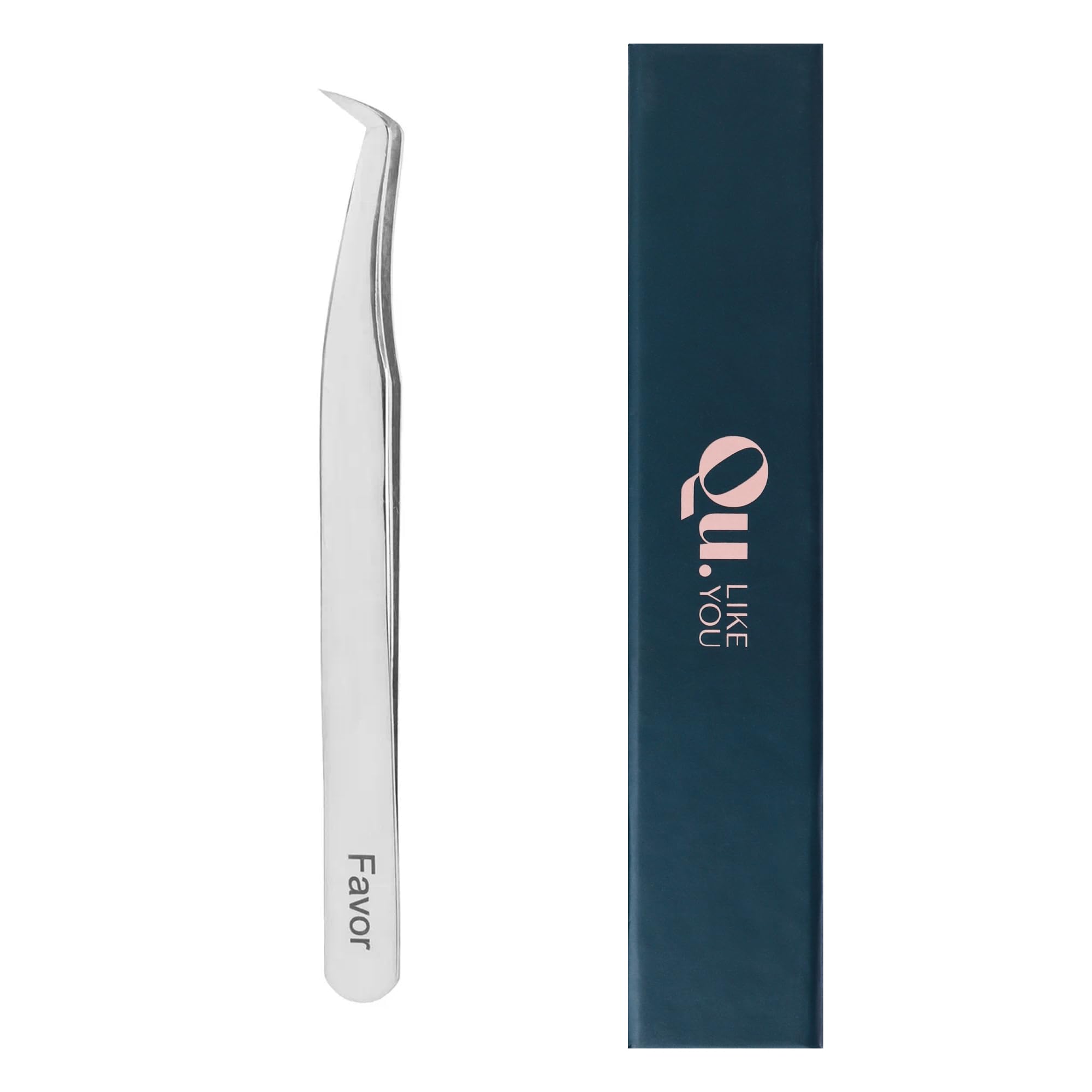 Pince "Favor" professionnelle QuLikeYou/Haute précision pour extension cils/Acier inoxydable affûtée manuellement