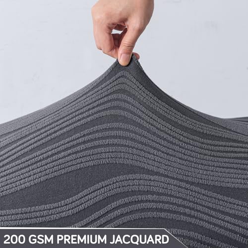 Image of HOKIPO Premium Knitting Jacquard 200 GSM Stretchable Footstool Cover, 'Nestiva Series' Porpoise Grey (AR-6236-GRY)