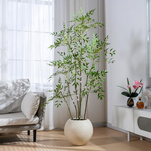 6ft Faux Bamboo Tree Artificial Nandina Tree Artificial Indoor Plants Realistic Fake Potted Tree...