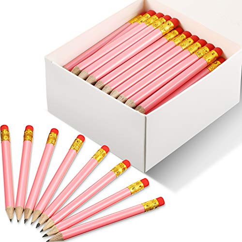 Image of Outus 72 Pieces Golf Pencils Half Pencils with Eraser Mini Bulk Short #2 HB Pre Sharpened for Bridal Shower Wedding Office(Pink)