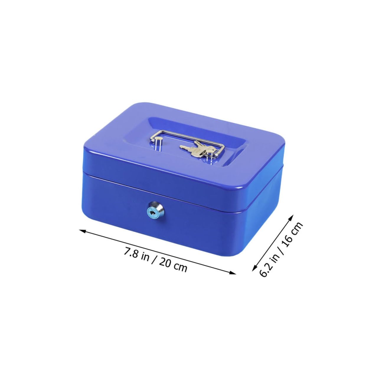 Boîte à Monnaie en Métal Portable Verrouillable, Caisse Bleue