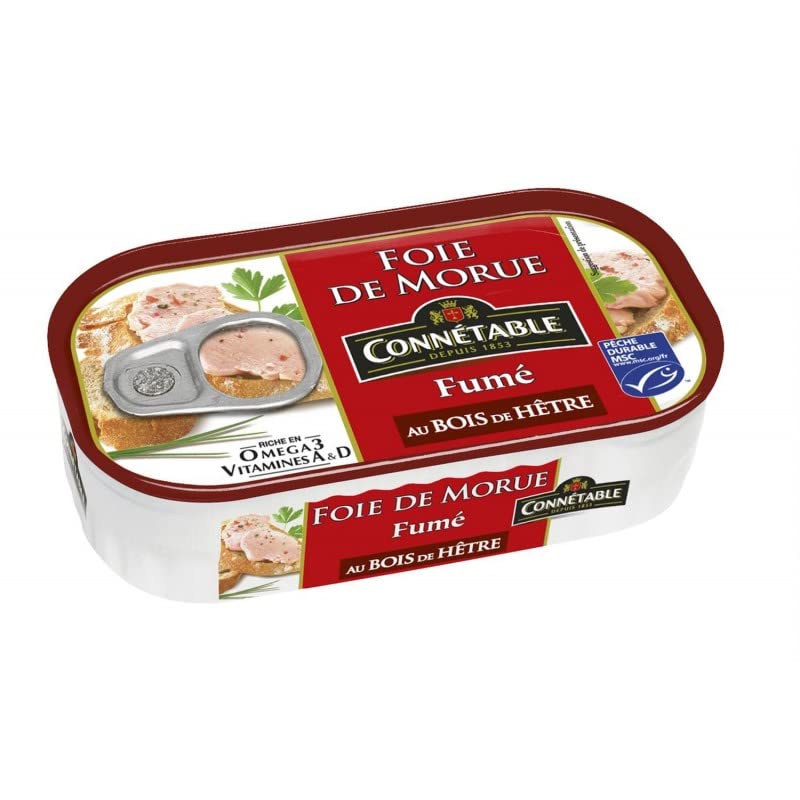 Délice Fumé de la Mer: Foie de Morue Fumé 121g par Connetable - Saveur Unique de l'Atlantique! - Le Lot De 4