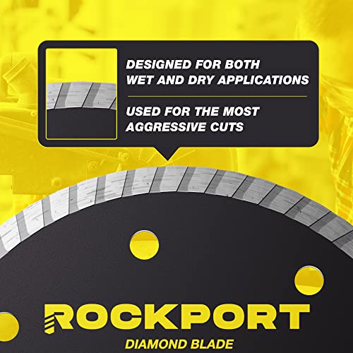 Rockport Turbo 4 1/2 Diamond Blade For Angle Grinder Set - (3 Pack) Diamond Saw Blade & Grinder Blade For Dry/Wet Tile, Diamond Cutting Wheel For Stone, Granite, Concrete, 5/8" - 7/8" Arbor Tile Blade #TOP4