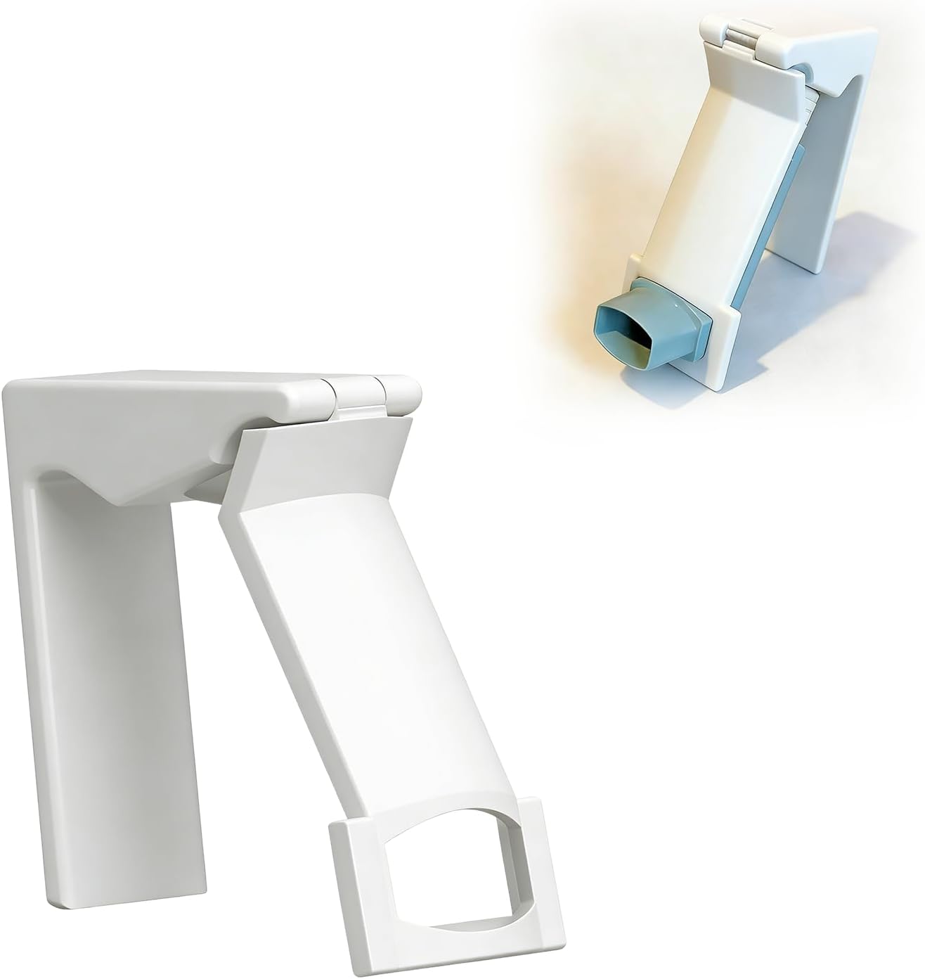 Inhaler Assistive Device for Ventolin, Easy-Grip Respiratory Aid, Ergonomic Handle for Standard MDI Canisters, Hand Mobility Support Tool (White)
