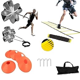 Agility Ladder, Speed Training, Soccer Agility Speed Training Equipment, 20ft Agility Ladder, 6 Soccer Cones, Running Parachute, Basketball Football Soccer Training Equipment for Kids, Youth, Adults