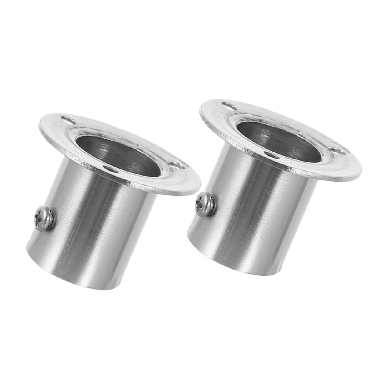 Parliky 2Pcs Stainless Steel Curtain Pole Holders Heavy Duty Rod Supports for Closet and Shower Rustproof Wall Mounted Socket Bracket for Bathroom Bedroom and Balcony Use