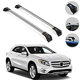 OMAC Roof Rack Cross Bar Set Fits Mercedes GLA 2014-2019 | Lockable Rooftop Cargo Rack - Luggage, Ski, Kayak, Hard-Shell Carrier | Silver Car Accessories 165 LBS Load Capacity 2 Pcs.