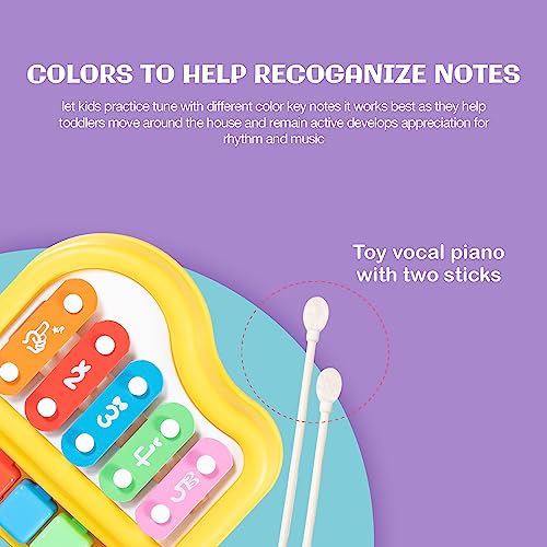 Image of Baybee 2 in 1 Baby Piano Xylophone Musical Toys for Kids with 5 Keys, Keyboard Xylophone Piano, Preschool Educational Learning Musical Sound Instruments Toys for 1+ Years Old Kids Boys Girls Beginners