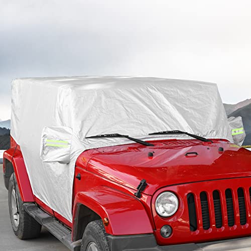 Image of RAZPOY for Jeep Car Cover Waterproof All Weather Protection, Car Rain Sunshade Snow UV Cover Exterior Accessories for Jeep Wrangler JK JL 2007-2022, 4-Door