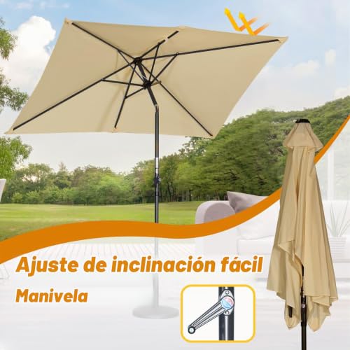 Parasol inclinado con manivela Angel Living sombrilla de jardín rectangular con mástil de 38mm 4