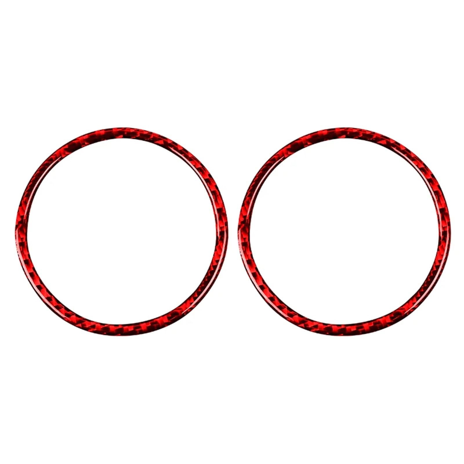 Car Trim Interior for Mustang GT 2015-2021 Carbon Fiber Interior Auto Door Audio Speaker Decoration Frame Stickers Trim Cover(Red)