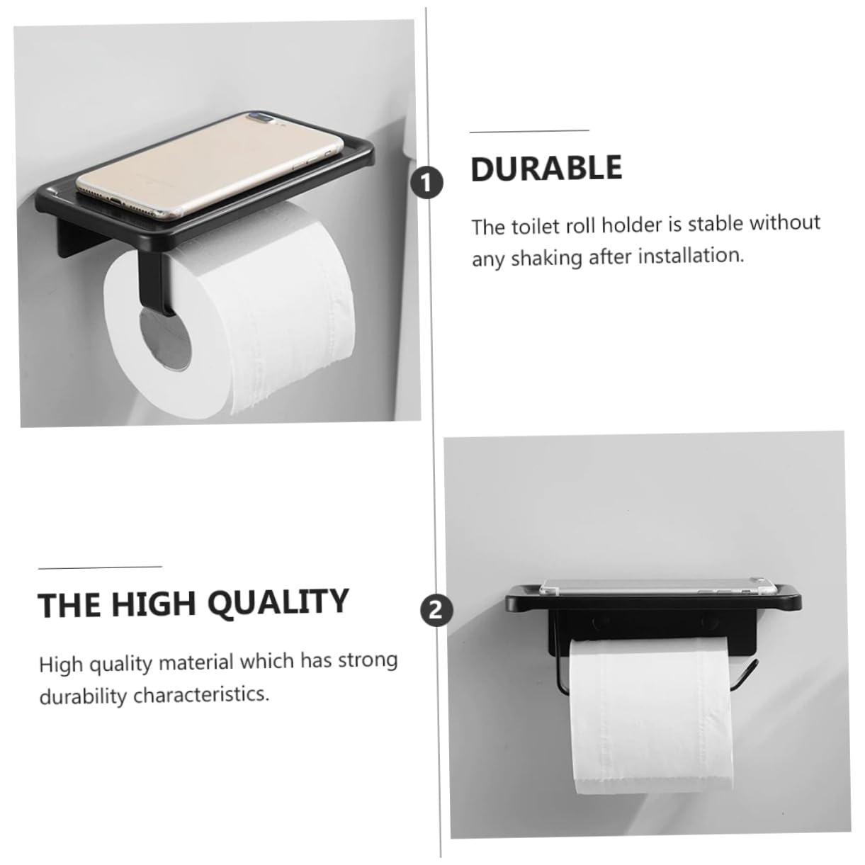 POPETPOP 2 Piezas Portarrollos Sin Perforaciones Soporte De Papel Higiénico Soportes De Papel Higiénico Bandeja De Almacenamiento Sujetador De Papel Suministros De Baño Titular Negro