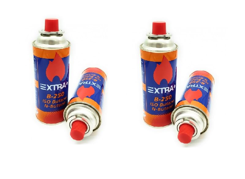 Genérico Extra+ 4 Cartuchos de Gas Butano B-250, 227g, para Cocinas y Sopletes