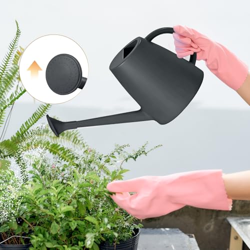 Image of Plastic Watering Can - for Home Plant Garden - 1 /2 Gallon - Grey